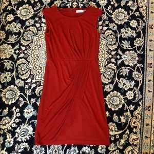 Calvin Klein orange-red draped dress